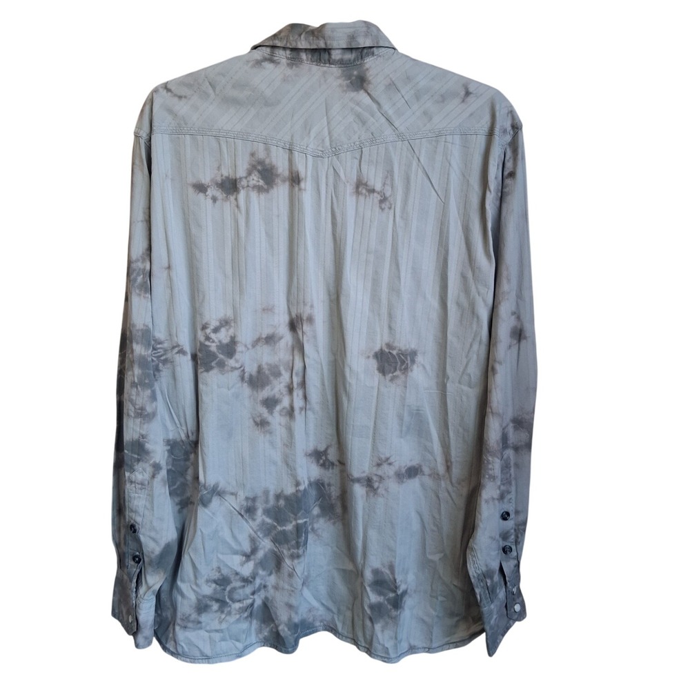 Decree Taupe Tie Dye W/ Embroidered Accent LS Button Down Western Shirt EUC - Picture 2 of 15
